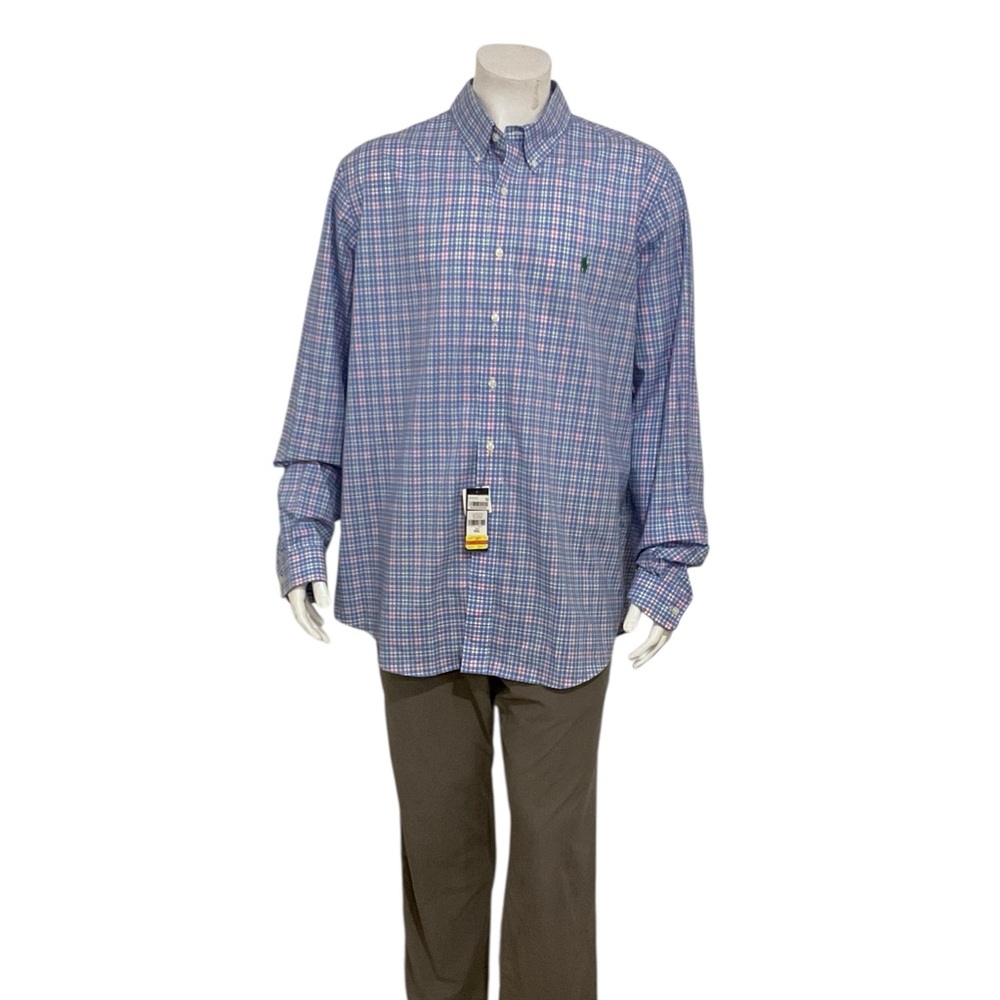 Ralph Lauren Men’s Blue/Pink Check Plaid Button Shirt